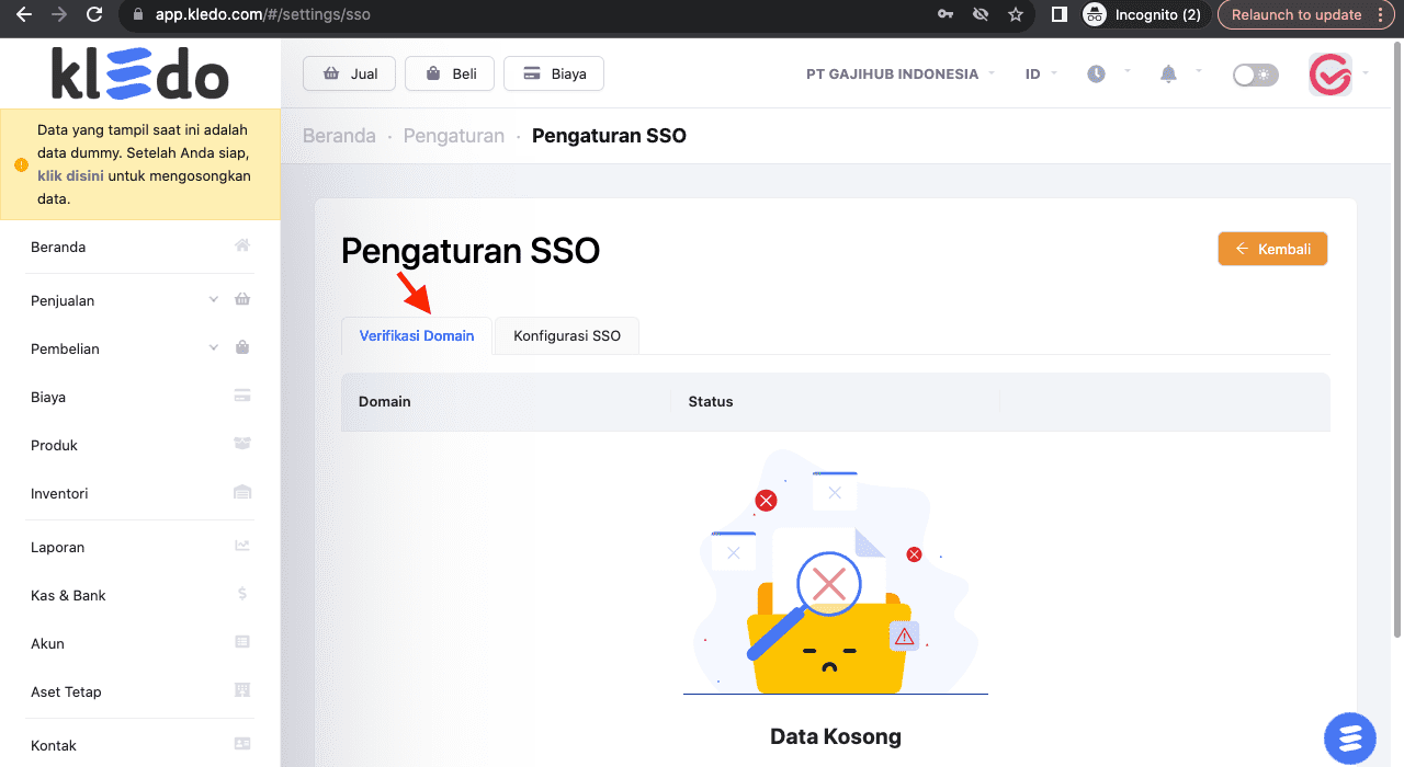 Single sign-on integration agar user tidak pusing banyak password