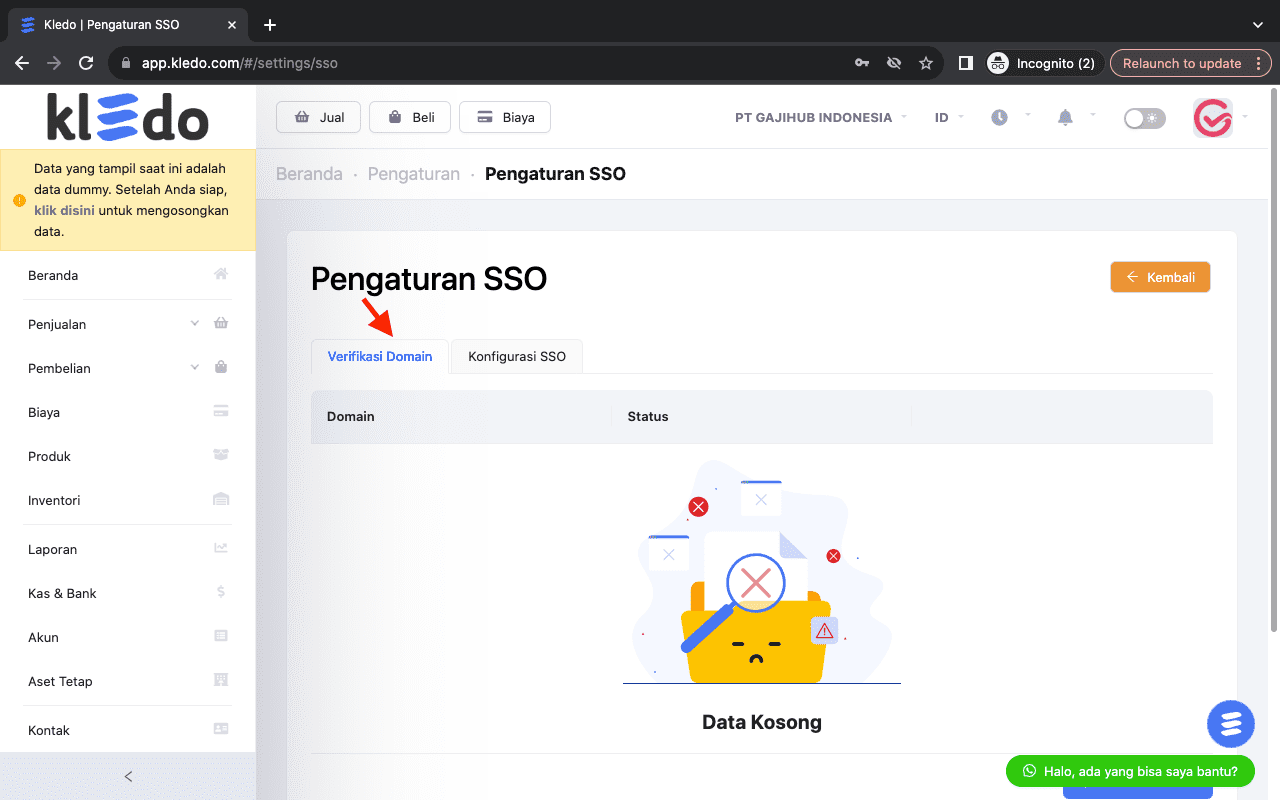 Single sign-on integration agar user tidak pusing banyak password